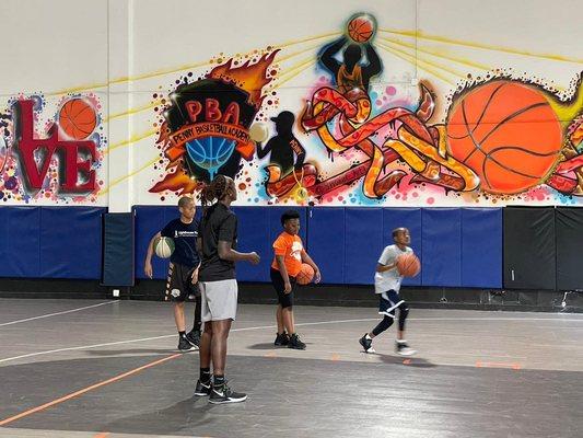 Group basketball class with Coach Mob