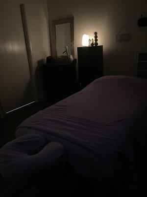 Dim relaxing massage room