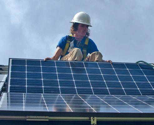 A solar panel installation in Bar Harbor, Maine