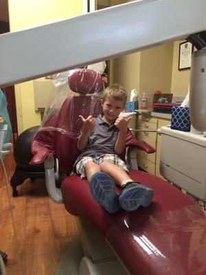 My son feeling confident at the dentist!!!!