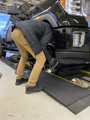 Express Tires & Service Manager taking extra time and attention to the critical details of custom wheels and tires.