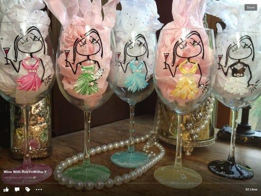 Sassy Hand painted Wine Glasses with fun Catch pharses by RobYnWitha-Y