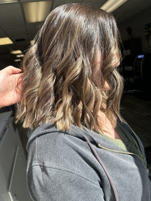 Dimensional balayage on short hair