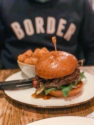 Bourbon Bacon Burger & Truffle Tots. Amazing!