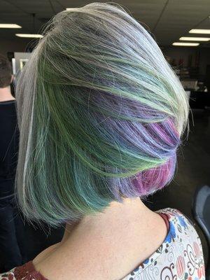 Peacock peekaboo haircolor