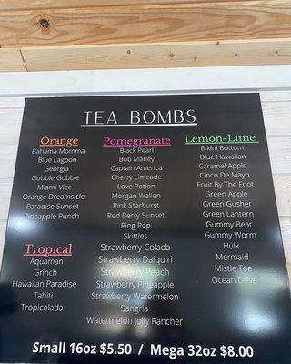 Tea Bomb Menu