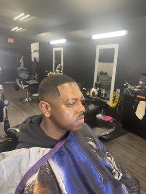 Bald Fade haircut and shave with fiber enhancements