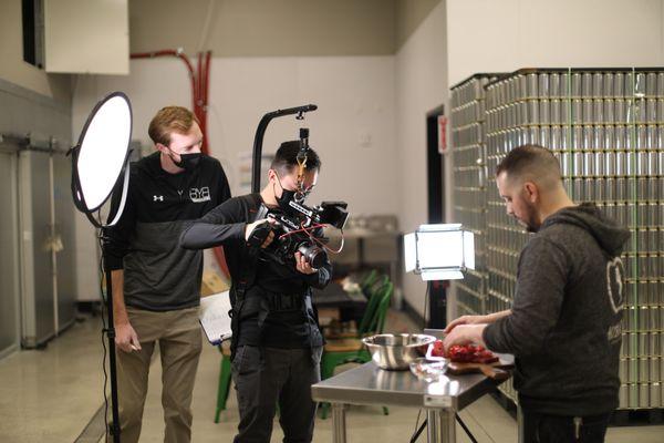 Our DP Howard and Director Mark on set with High Limb Cider