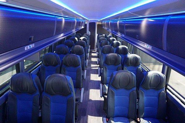 Executive charter bus cabin