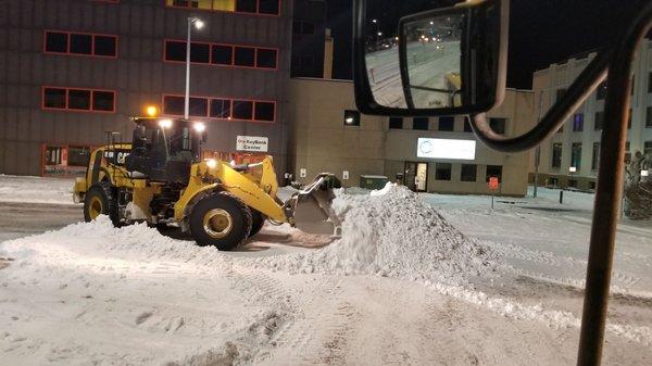 Moving snow downtown Fairbanks