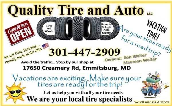 Quality Tire and Auto is open