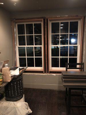 New custom traditional wood double hung window units with working weights and ropes