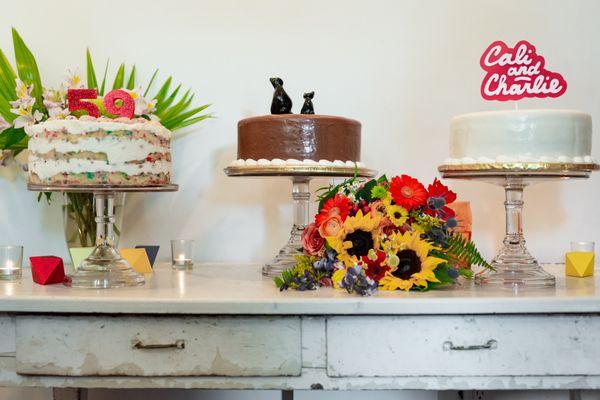 Flowers by Carrollton Flower Market. Cakes by Milk Bar and Bakery Bar.