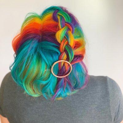 specialty color rainbow with braided style