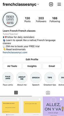 Follow us on Instagram for daily tips & discounts @frenchclassesnyc