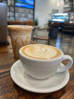 Dirty Chai Latte and Caramel Macchiato