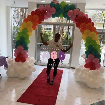 25ft Care Bear Theme Balloon Arch in the clouds