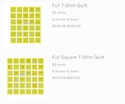 Price List: Full Size and Full-Size Square