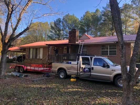 Superior Roofing working on repair job