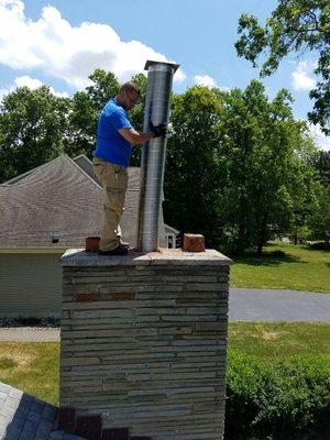 Custome chimney liner to repair  a damaged fireplace flue