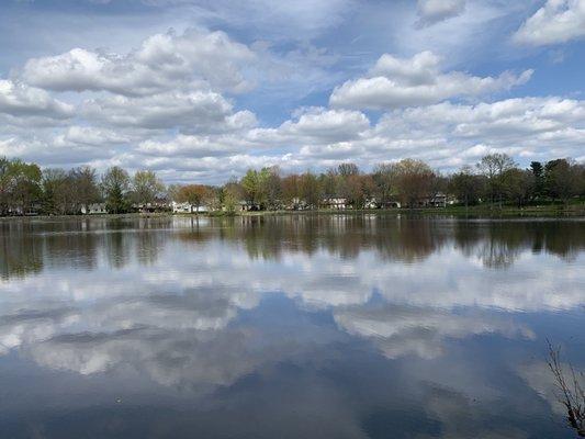 Beautiful view of the Lake with the clouds reflection