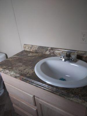 New cabinets and sink in mobile home