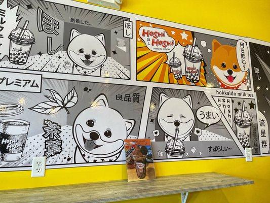 Cute wall art featuring their Shiba Inu mascot!