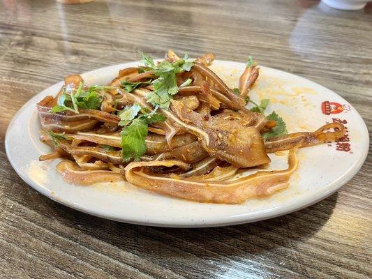 Pig ear appetizer