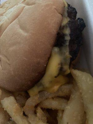 Cheese burger  and fries