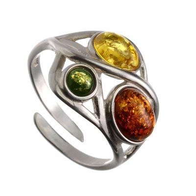 Baltic Amber Sterling Silver Adjustable Ring "Magdalena"