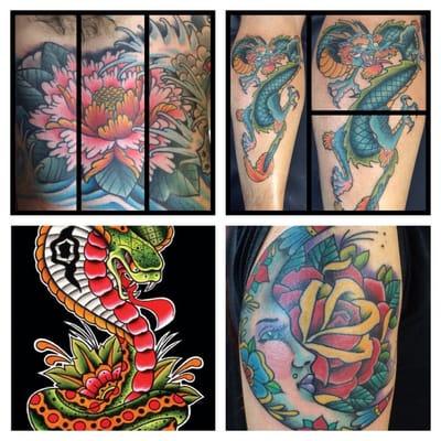 Tattoos and painting done by Mike French of Painted Saint Tattoo.