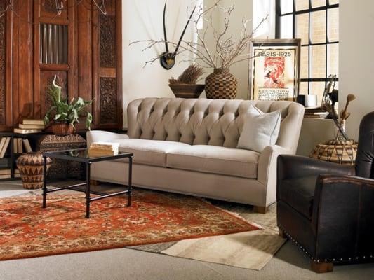 High back tufted sofa available in many fabrics