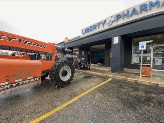 February 2023 ice storm. Thieves highjacked heavy equipment and used it to ram through the window