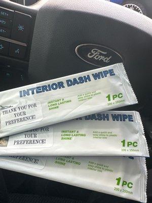 They gave me a few Dash wipes. Ty