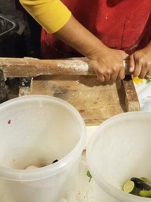 corn tortillas being made