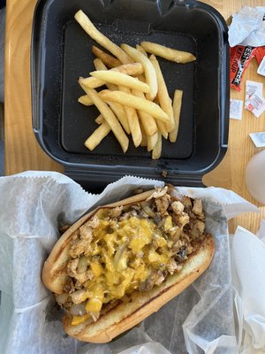 Chicken Philly and half the order of fries