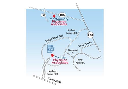 Conroe and Montgomery map