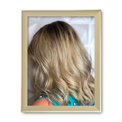 Balayage with a smudged root and finished with a Icy glaze and a fantastic disconnect haircut.