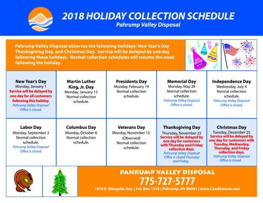 Holiday Collection Schedule