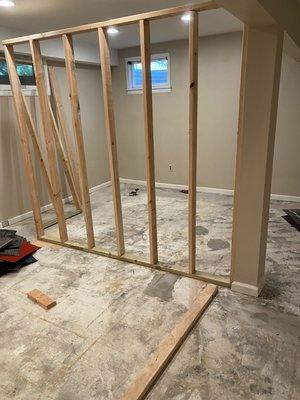 Framing of bedroom 2 in basement