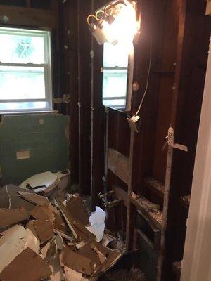 Demo for a new bathroom. Need to remodel you bathroom will look no further. Contact kadhal's Construction 678.372.0331