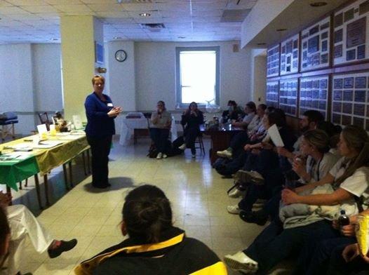 Speaking to nursing students about Reiki at Crouse Hospital in Syracuse.