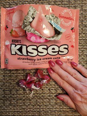 New Flavor Strawberry Ice-cream Cone Kisses. Bought at CVS for Easter & Spring = $3.00.  Omgeee  5/5/2022