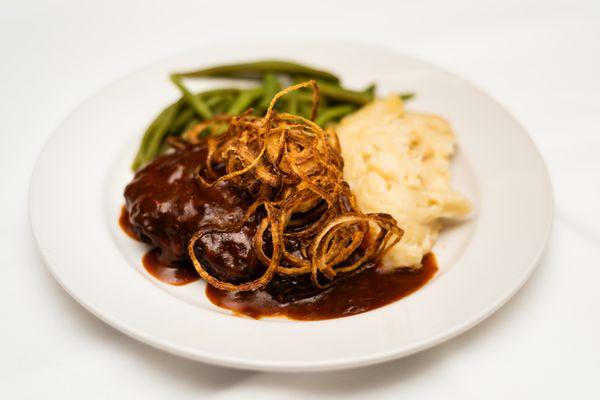 Old Fashioned Steak, Mashed Potatoes and green beans