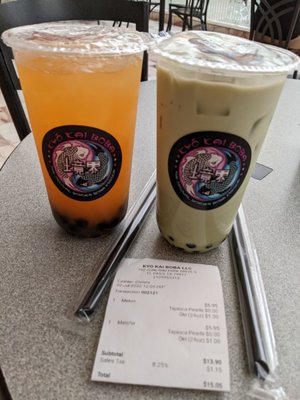 Melon & Matcha Boba Tea.