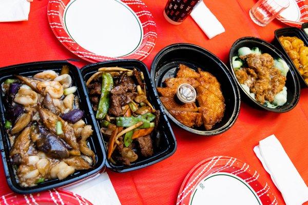 assorted takeout from the holidays