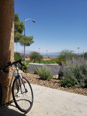 Nice view from the bench and picnic table area...