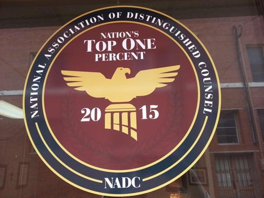 Brian Walker has been named to the Nation's Top One Percent of attorneys by The National Association of Distinguished Counsel.