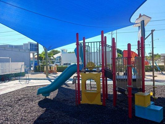 Our new playground is fun and safe.