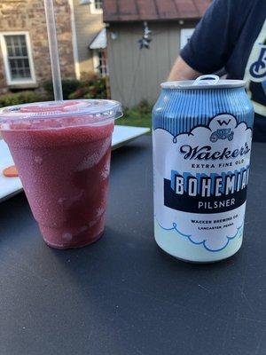 Wine slushy and local craft beer